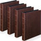 Yexiya 4 Stück Vintage Hardcover 3-Ringbuch-Planer Portfolio Leder Runder Ringbuch-Organizer für 200 Blatt mit 2 Innentaschen, 33 x 25,4 cm (1,5 Zoll), braun)