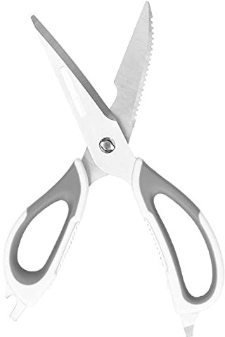 Multifuncional, desmonte la Tijera de Cocina Escamas de Pescado raspadas duraderas para Cortar Verduras Frutas Fideos, Pizza (Gris)