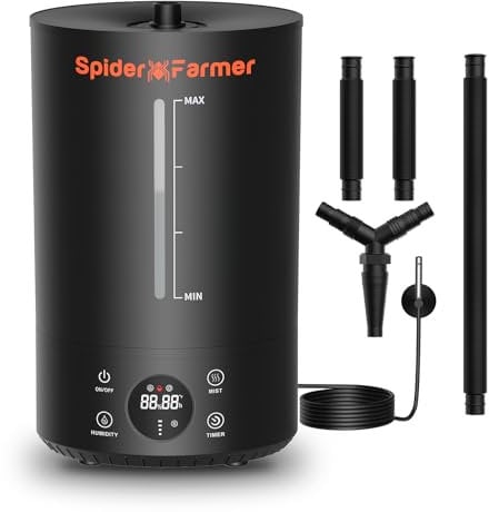2025 New Version Spider Farmer 5L Smart Cool Mist Humidifier with Temp & Humidity Sensor Smart APP Control Extendable Targeting Hose for Plants Indoor Grow Tent Room
