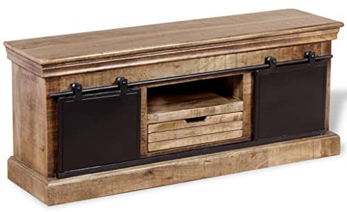 fernsehschrank,tv Bank,tv Tisch,tv tableTV-Schrank mit 2 Schiebetüren Mangoholz Massiv 110x30x45 cmtv Cabinet,lowboard weiß,tv Schrank Weiss,