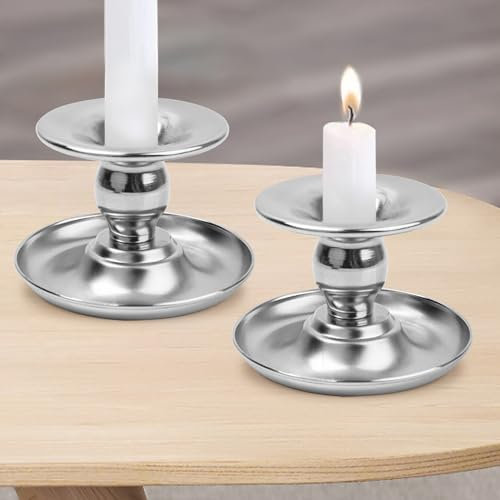 Silber Metall Kerzenständer für Spitzkerze Stumpenkerze Tischdekoration für Hochzeit Abendessen Party - 2 Stück