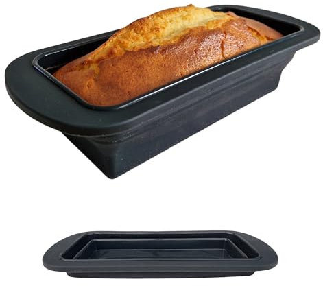 Faltbare Silikon Backformen und Brotbackformen - Platzsparende Kastenform zum Backen - Brotformen für Brot (Schwarz)