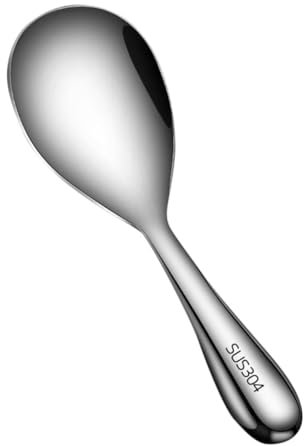 GOOHOCHY Stainless Steel Rice Scoop Spoon Thickened Non-stick Meal Spoon for Home Kitchen Buffet Restaurant Use Ergonomic Handle for Polished for Safe Eating