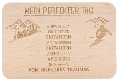 Spruchreif · Frühstücksbrettchen Skifahren · Brotzeitbrett mit Gravur · Geschenke für Skifahrer · Geschenk Ski