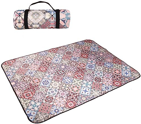 Picknick-Reisedecke, Campingdecke, 300 x 300, 3 Schichten dick, extra große Strandmatte mit wasserdichter Aluminiumfolie, maschinenwaschbarer Zeltteppich, faltbare große Picknickdecke for Camping, Rei