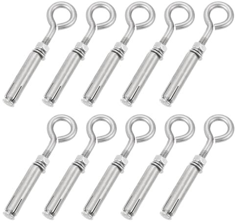 QUARKZMAN 10pcs M6 304 Inox Acier Expansion Boulon Œil, Fermé Crochet Expansion Vis Béton Boulon Œil pour Mur Plafond Béton Maçonnerie