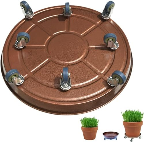 Pflanzenroller rund mit 8 Rollen Blumenroller witterungsbestaendig Transportroller Rollbrett Pflanzen Blumentopf Rolluntersetzer Kübelroller Untersetzer für Außenbereich,Innenbereich,Tragkraft 200 kg