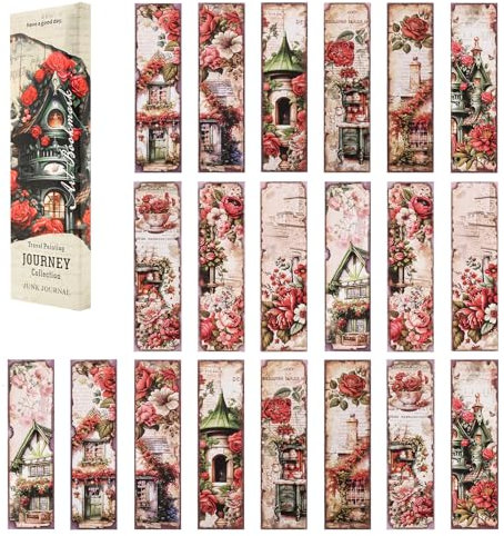 AVECMOI 20 Stück Vintage Art Lesezeichen Set, Reise Thematisch Ästhetische Papier Lesezeichen, Lesegeschenk für Lehrer, Studenten, Buchliebhaber (Rosa)