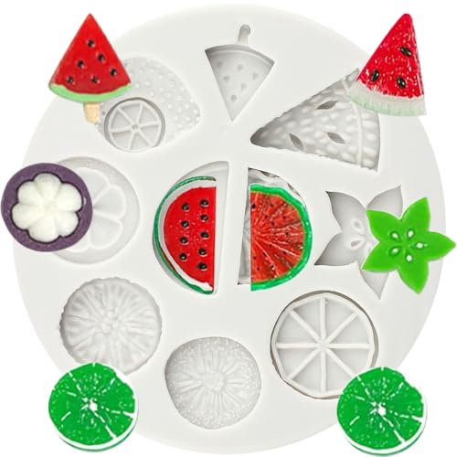 MINFEIDMS Moules en silicone pour décoration de gâteaux en forme de fruits, pastèque, citron, pâte à sucre, pâte polymère