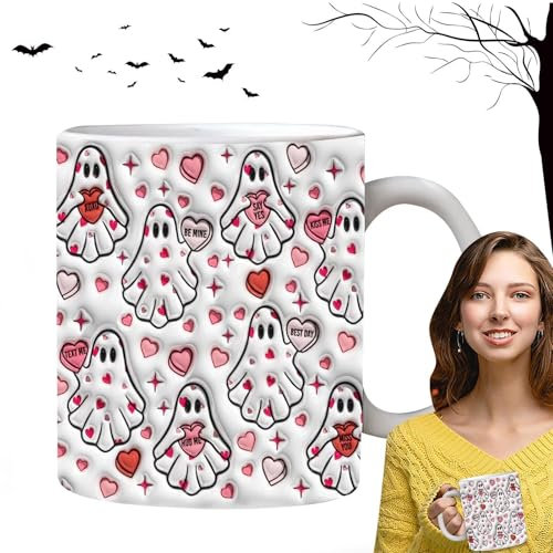 Nankoyal Tazas de café de Halloween, taza fantasma - Taza de cerámica vintage fantasma de Halloween,Taza de café de calabaza, decoraciones de mesa de Halloween, lindo 350 ml espeluznante para amigos