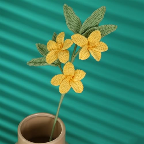FRZXBKW 1 PCS Windmill Jasmine Completed Crochet Flower Bouquet: Artificial Flower Handmade Knitted Sunflower Bouquet for Festival Wedding Anniversary Thanksgiving