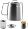 304 Stainless Steel Oil Filter Pot with Basket and Mesh, Dust-Proof Lid and Non-Slip Tray with Handle, Large Capacity, Multi-Functional Oil Filter Tank for Kitchen Cooking (2L)