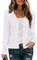 Arach&Cloz Cardigans for Women UK Long Sleeve Ladies White Tops Lightweight V Neck Button Down Shrugs Short Knitwear White, XL