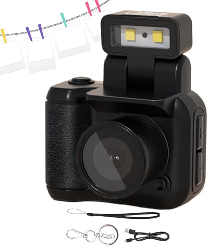Jubilofex Retro Schnappkamera, Vintage 1080p Digitaler Camcorder mit LED-Blitzlicht, tragbarer Schnappvideo, kompakter Vintage-Camcorder für Vlogging, Aufnahme