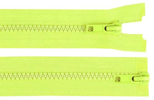 1 Reißverschluss 2-Wege 5mm 80 cm teilbar Autolock Doppelzipper Farbwahl, Farbe:neongelb