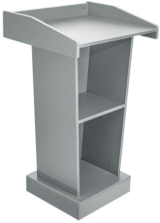 WOTZOV Holzrednerpult, modernes, kreatives Stehpult, anspruchsvolles Rednerpult, einfache Kanzelhöhe 96 cm, ideal für Kirchen und Schulen, Vorträge und Konferenzen.,Grau