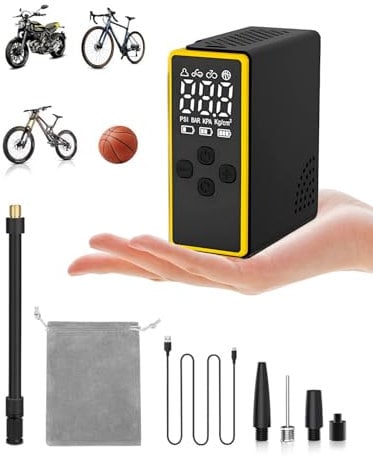 Victoper Mini Electric Bike Pump, Digital Pressure Gauge Type-C Rechargeable Tiny Pocket Road Mountain Cycle Pump Bicycle Tyre Pump for All Bikes