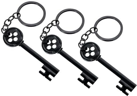 DVOFU 3Pcs Button Keyring Horror Anime Film Movie Black Keys Keyring Halloween Cosplay Key Chain for Girls and Boys Jewelry Gift Bag