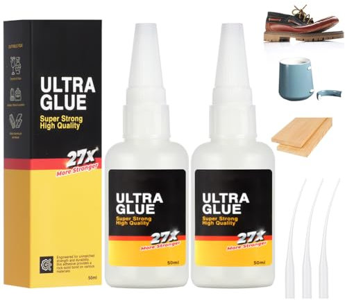 Flintronic Superglue Extra Fuerte Universal, 2 Frascos Super Glue, Pegamento Instantáneo con Micropuntas de Pegamento, Pegamento de Aceite, para Cerámica, Madera