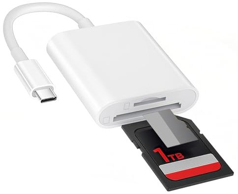 USB C SD Card Reader,Camera Card Viewer Reader SD Card Reader Adapter,SD to USB Type C OTG Adapter Compatible with iPhone 15/ Pro Max/Pro/Plus, iPad Pro, MacBook Pro/Air etc(white)