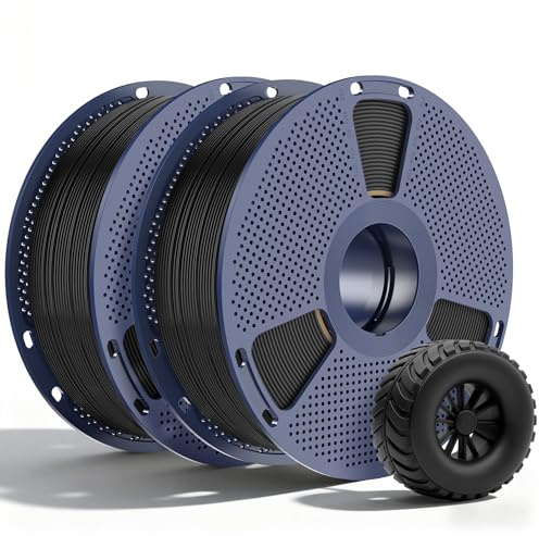 SUNLU 2KG TPU 3D Druck Filament 1.75mm, Industrietaugliches 95A Filament TPU, Verschleißfest, Flexibel, Hochelastisch und Reißfest, Maßgenauigkeit ±0.03mm, 1KG/Spule, 2 Spulen Schwarz