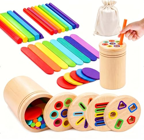 harupink Montessori Spielzeug ab 1 Jahr, 4 in 1 Motorikspielzeug Montessori Spielzeug 1 2 3 Jahre, Holzspielzeug Steckspiel Sortierspiel Kinderspielzeug Motorikspielzeug ab 1 Jahr