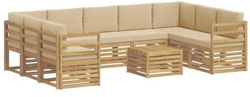 vidaXL Sofagarnituren 10 pcs Weiß und Beige 59 x 59 x 37 cm Polyester, Gartenmöbel, modernes Outdoor-Sofa, gemütliche Sitzgruppe für Terrasse und Lounge, langlebig und bequem