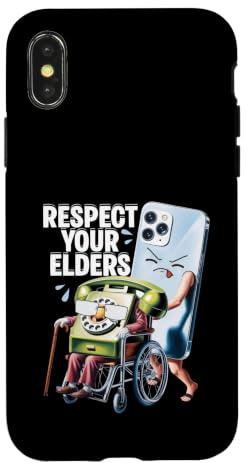 Respect Your Elders Rotary Phone Vs Smartphone Humor Seniors Case for iPhone X/XS