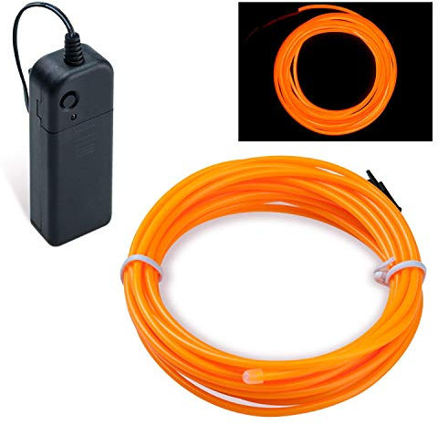 COVVY Wasserdicht Flexibel 3M 9 FT Neon Beleuchtung Lichtschlauch Leuchtschnur EL Kabel Wire mit 3 Modis für Disco Party Kinder Halloween Kostüm Kleidung Weihnachtsfeiern (Gelb, 5M)