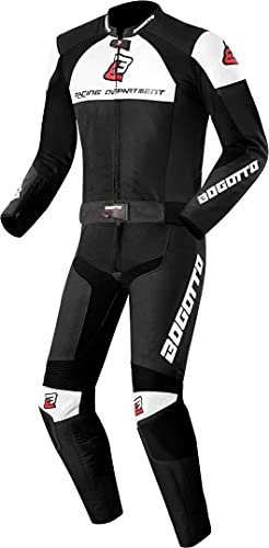 Bogotto Losail 2-Teiler Motorrad Lederkombi, schwarz/weiß, 54