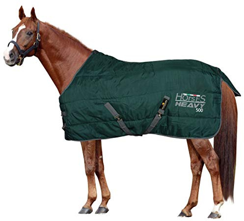 Horses, Heavy Winterdecke für Pferd 500gr, Gepolstert, Weich, Bequem, Ideal für Boxen, Widerstandsfähig, Grün, 162 cm