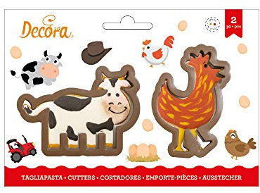 Decora 0255192 KIT 2 EMPORTE-PIÈCES en Plastique Vache ET Poule