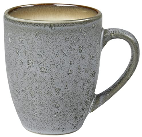 BITZ Kaffeetasse/Kaffeebecher, Tasse aus robustem Steinzeug, 30 cl, grau außen/cremefarben innen