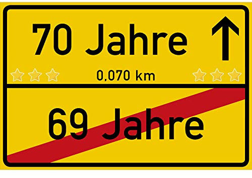 vanva 70 Jahre Ortsschild 70. Geburtstag Dekoration Schild Freund Freundin Geschenkidee Junge Geburtstagsparty Frauen Geschenke 70ter Partydeko Fotobox Requisite a Gelb