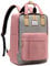 VASCHY Backpack for Women, Men Vintage School Backpack Travel Work Rucksack Water Resistant Daypack with Button Top Handle (Pink)