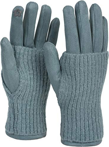 styleBREAKER Kuschelige Damen Touchscreen Handschuhe mit abnehmbaren Strickstulpen, warme Winterhandschuhe für eisige Tage 09010022, Farbe:Hellblau