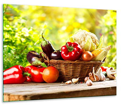 TMK - Placa protectora de vitrocerámica 60 x 52 cm 1 pieza cocina eléctrica universal para inducción protección contra salpicaduras tabla de cortar de vidrio templado como decoración Verduras