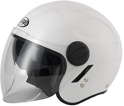 Vcan V595 Dual Visor Open Face Motorcycle Helmet (White, Large)