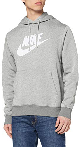 Nike M Nsw Club Hoodie PO BB Gx Sweatshirt - Dark Grey Heather/Matte Silver/(White), Custm