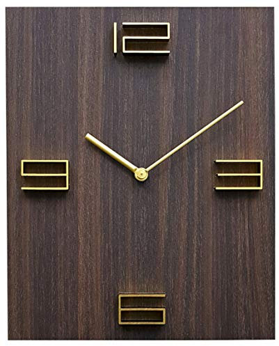 NeXtime Elegante Quarzwanduhr WT2100 Herald, aus Holz, braun, mit erhabenen Zahlen in Silber, 28 x 34,5 x 4 cm