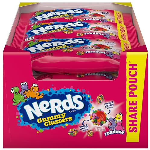 Nerds Gummy Clusters Candy, Rainbow, 3ounce (Pack of 12)