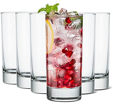 LUXU Premium Highball-Trinkgläser (6er-Set), 237 ml Tom Collins Gläser, klare hohe Gläser, niedliche Cocktailgläser, bleifreie Wassergläser, Bar-Gläser für Mojito-Getränke und gemischte Getränke