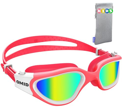 OMID Kids Swim Goggles, P2mini Occhiali Polarizzati da Nuoto Comodi per Età 6-14