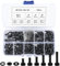 300 Pz M3 Set Viti e Bulloni, Dadi, Rondelle Assortimento Kit - Vite Testa Bottone Esagonale Nero - 4/5/6/8/10/12mm