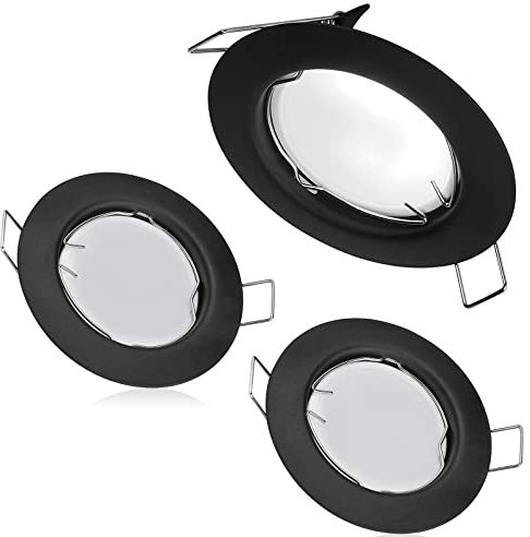 Lex Collective 3 x LED GU10 Modul Einbaustrahler Set 3W Einbauleuchte Deckenspot Rund Dimmbar 230V 55mm Bohrung Warmweiß (Schwarz)