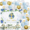 Blaue Erstkommunion Dekorationen Taufe Party Dekorationen Baby Junge Inklusive Gott Segen Hintergrund Taufe Ballon Bogen Kit Blau Weiß Gold für Taufe Party Dekorationen Indoor Outdoor