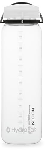 HydraPak Recon Twist & Sip Weithals-Trinkflasche, recycelter Kunststoff, umweltfreundlich, BPA-frei, leicht zu tragen, 500 ml, transparent/schwarz und weiß