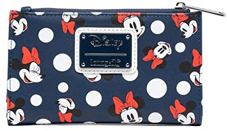 Loungefly Damen Geldbörse Disney Minnie Mouse Polka Dot Navy Reißverschluss, Blau, Geldbörse mit Reißverschluss
