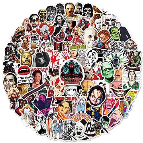 100 Stück Horrorfilm-Killer-Aufkleber für Laptop, Auto, Scrapbook, Telefon, Skateboard, Computer, Aufkleber, Vinyl, wasserdicht, ästhetisch, personalisierte Aufkleber für Teenager, Erwachsene, Kinder