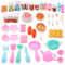 Juego de accesorios de comida para muñecas, 57 piezas de vajilla para casa de muñecas, accesorios de cocina en miniatura para niña, muñeca, mini utensilios de cocina, juguetes de juego para niñas,
